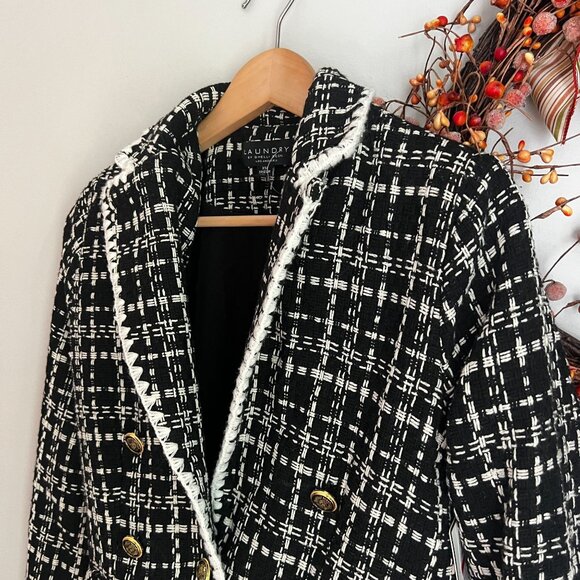 Laundry by Shelli Segal Womens Double Breasted Tweed Blazer XTRA-SMALL Black - Picture 3 of 13